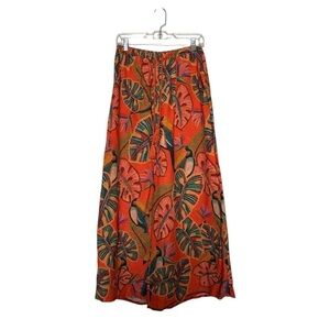 Farm Rio Birdie Orange Wide Leg Pants Size Small